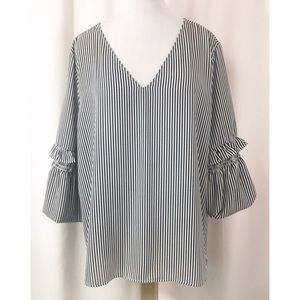 Ann Taylor LOFT navy/white striped unlined blouse